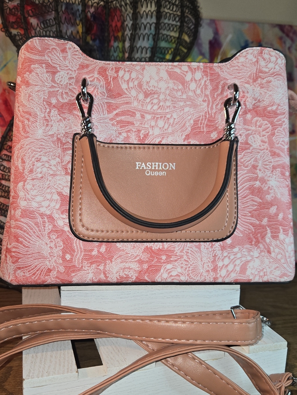 Women’s Pink Floral Crossbody Bag